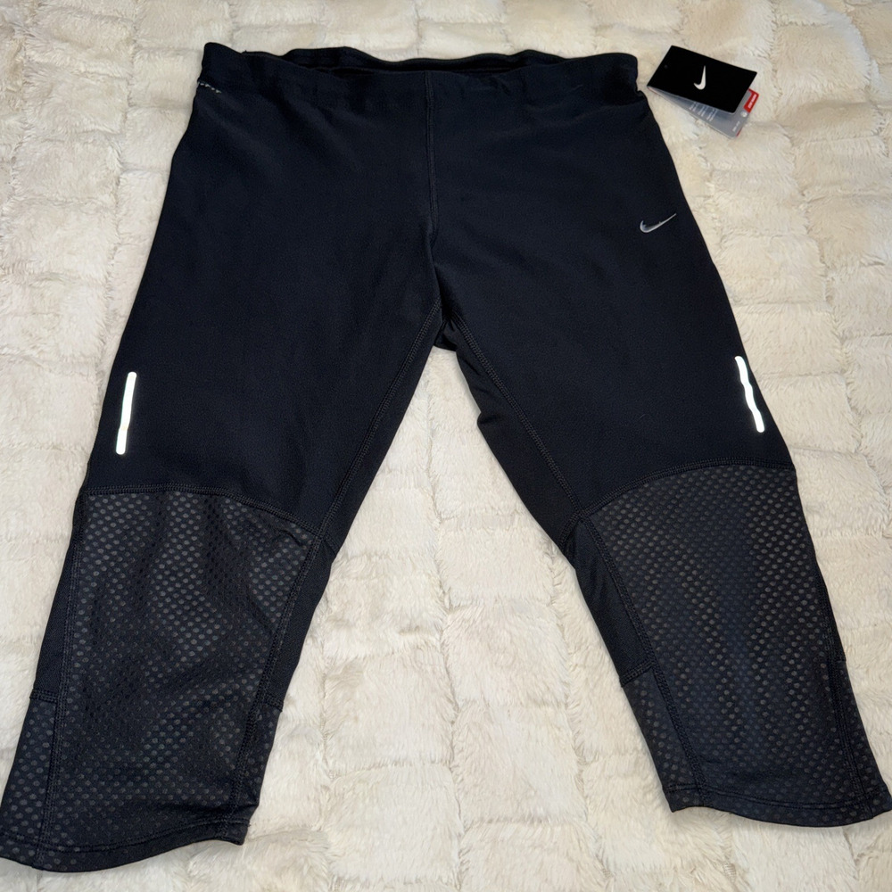 Nike Race Day Women's L Black Dri Fit Capri Legging Active Running